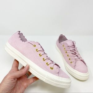 Converse Pink Suede Scalloped Sneakers Size 8
